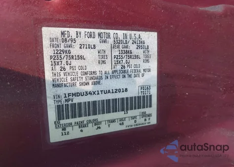 1996 Ford Explorer from USA, damaged, VIN 1FMDU34X1TUA12018